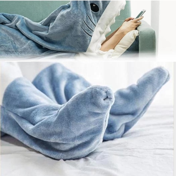 Plush Shark Costume Onesie Pajamas Blanket - Picture 3 of 16